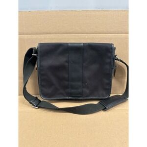 Vintage Coach Leatherware Mens Canvas Leather‎ Crossbody Bag Black K25-6411
